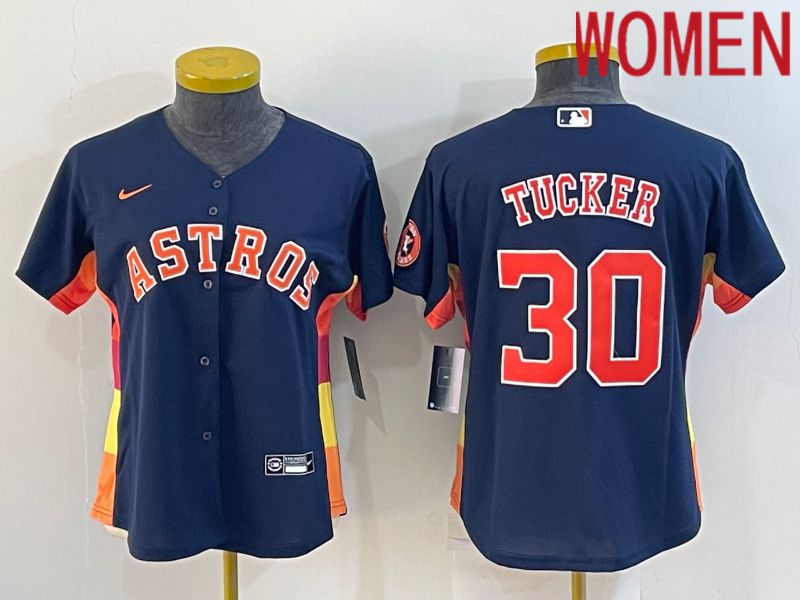 Women Houston Astros #30 Tucker Blue Game Nike 2022 MLB Jerseys->women mlb jersey->Women Jersey